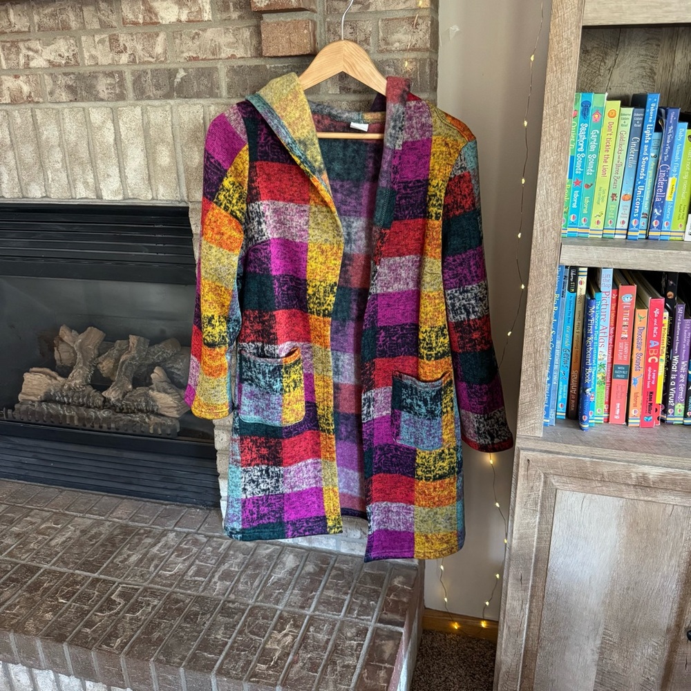 Multicolor Plaid Women's Cardigan